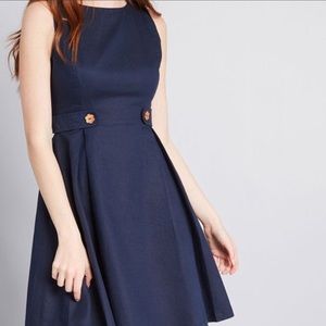 Modcloth  Blue Something Sixties CottonLinen Dress